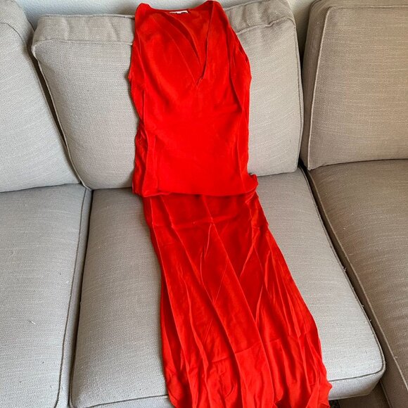 NEW Reformation Siana Dress Maxi V-Neck Dress Sz4 Paprika Orange - Picture 5 of 9